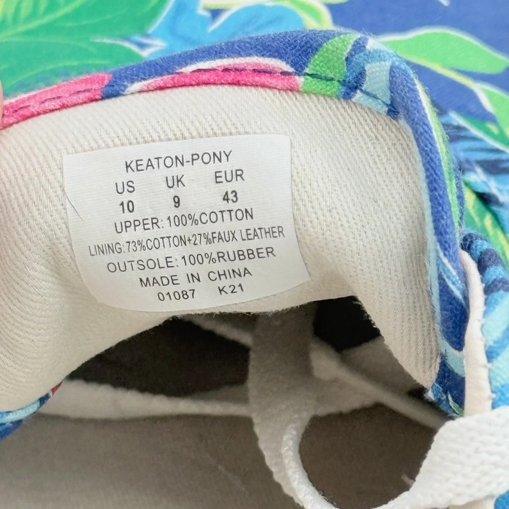 Polo Ralph Lauren Mens Keaton Pony 10 Blue Floral Tropical Canvas Sneakers 01087